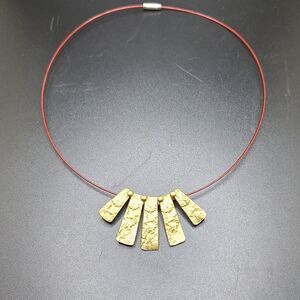 Vintage wire necklace choker tribal hammered gold plate